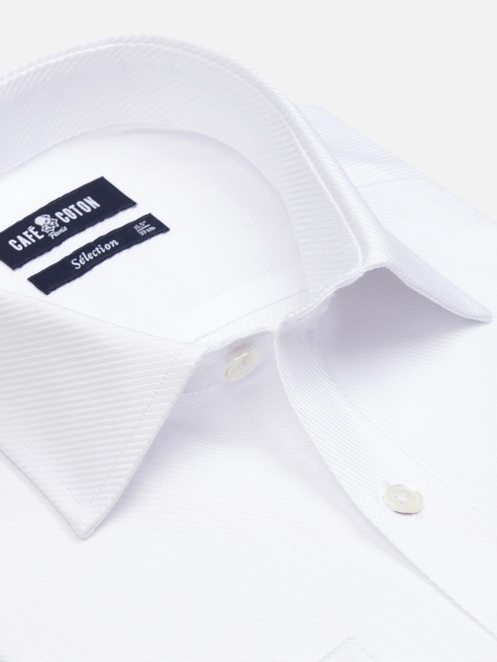 Camisa slim blanca de sarga real - Doble Punos