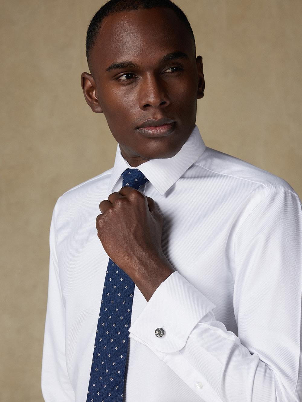 Royal twill white slim shirt - Double Cufflink