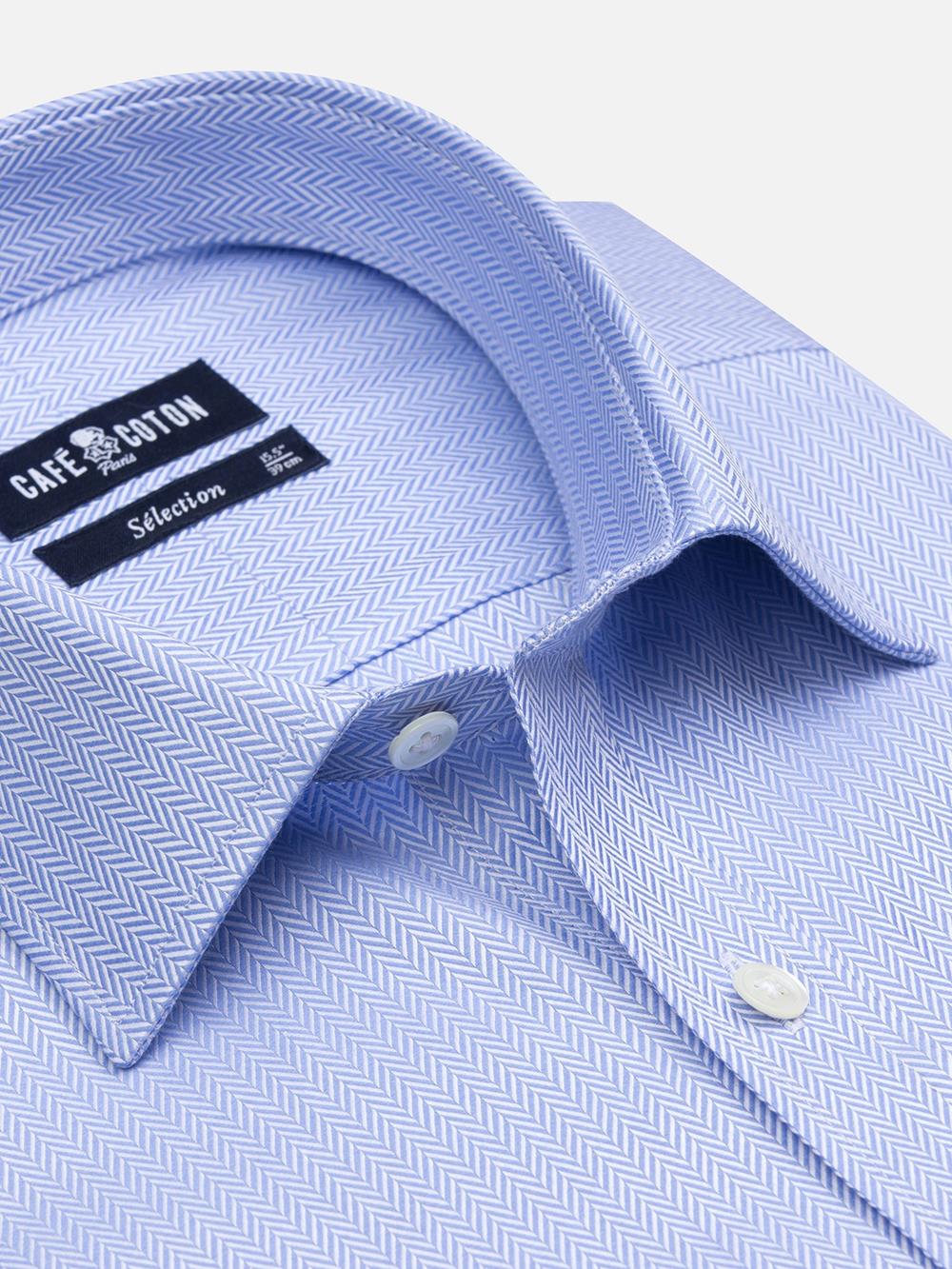 Mick shirt in royal sky herringbone 