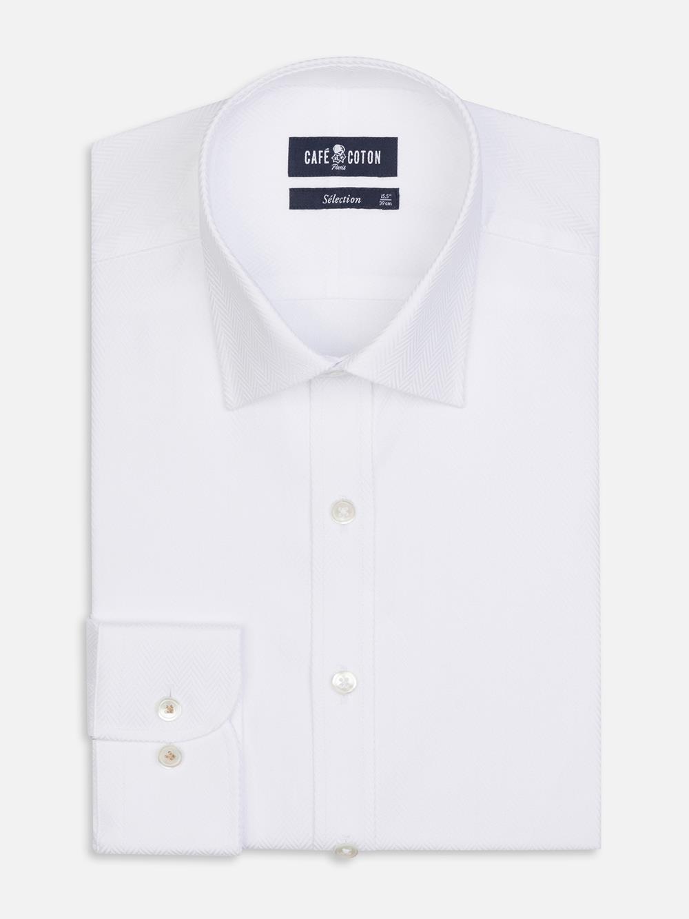 Royal herringbone slim fit shirt - White