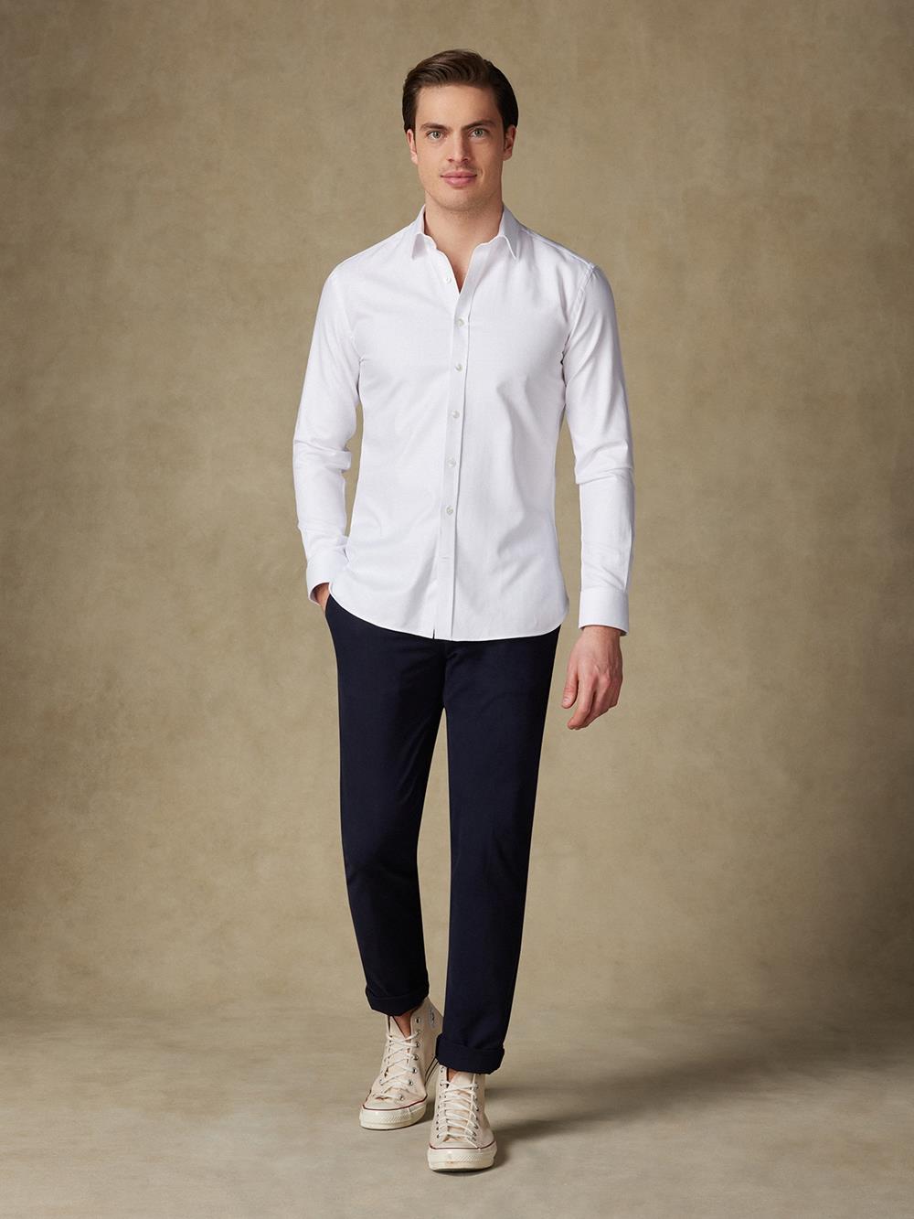 Royal herringbone slim fit shirt - White