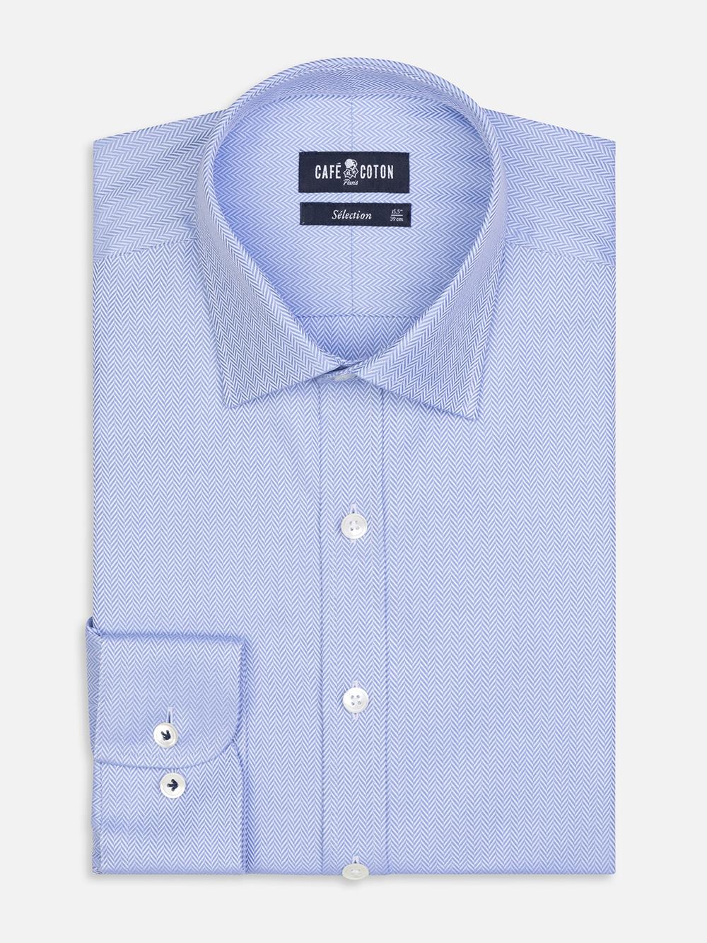 Camicia slim fit slim fit Mick a spina di pesce royal sky 