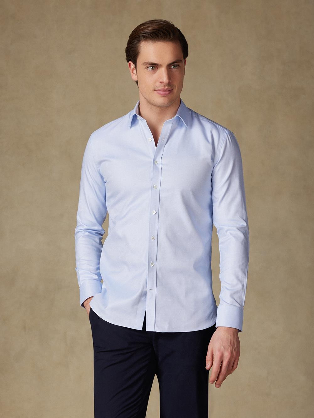 Chemise cintrée en natté royal ciel 