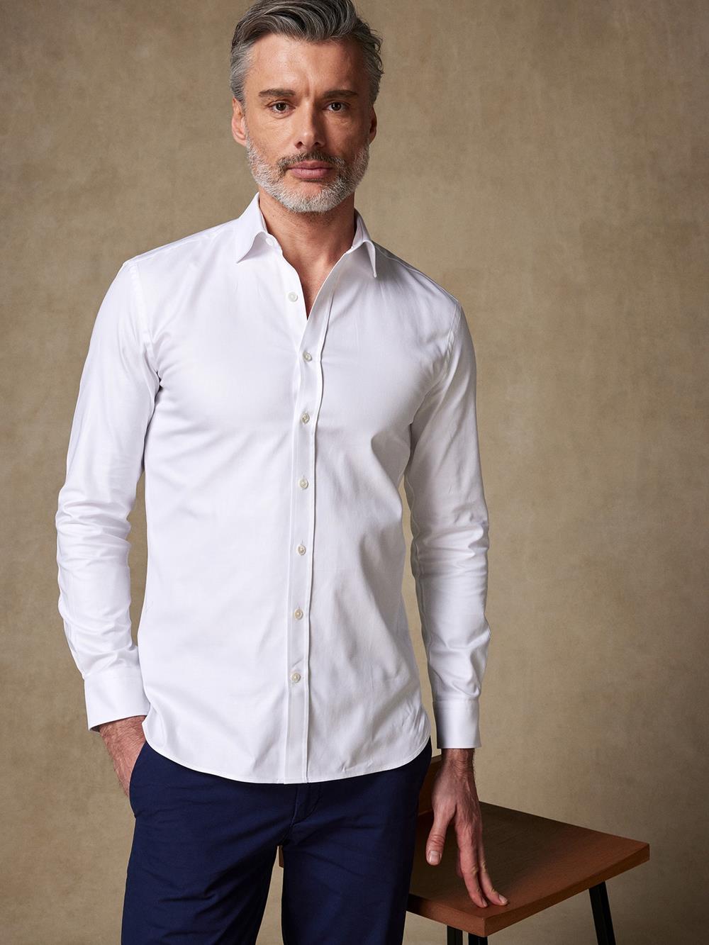 OxfordTailliertes Hemd royal weiß