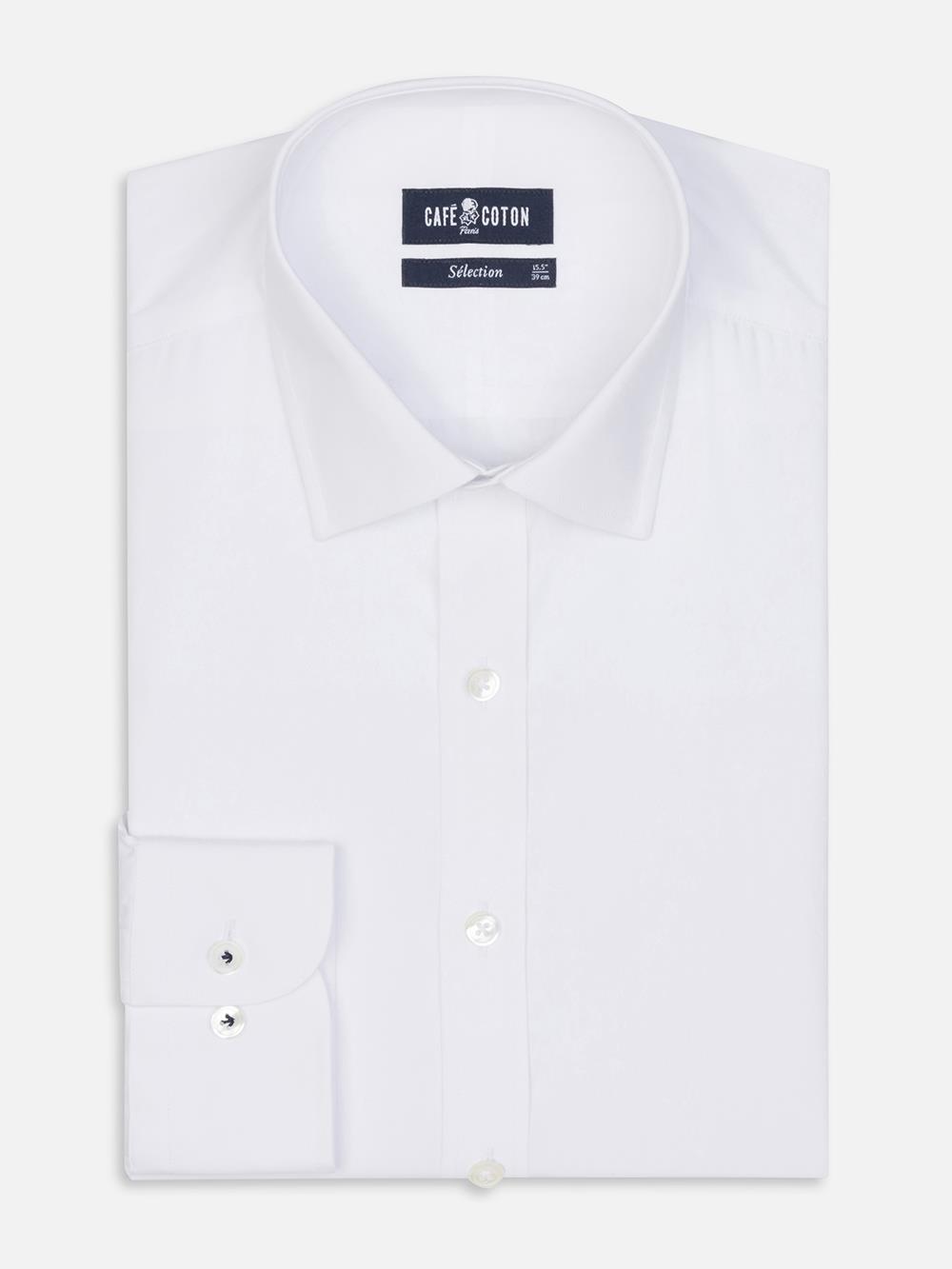 
Tailliertes Hemd aus Popeline royal weiß
