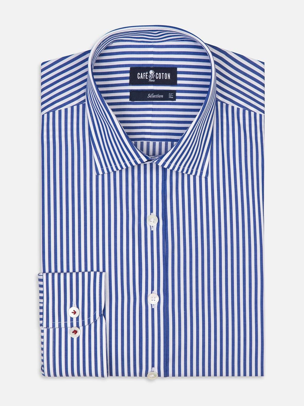 Sully navy blue striped slim fit shirt