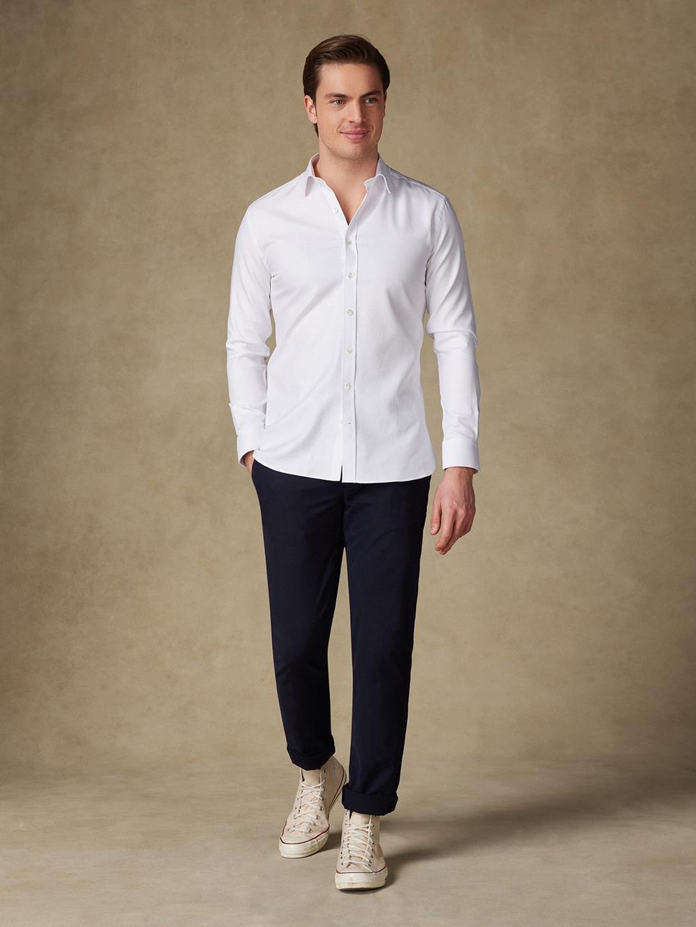Tailliertes Hemd aus Royal-Twill weiß