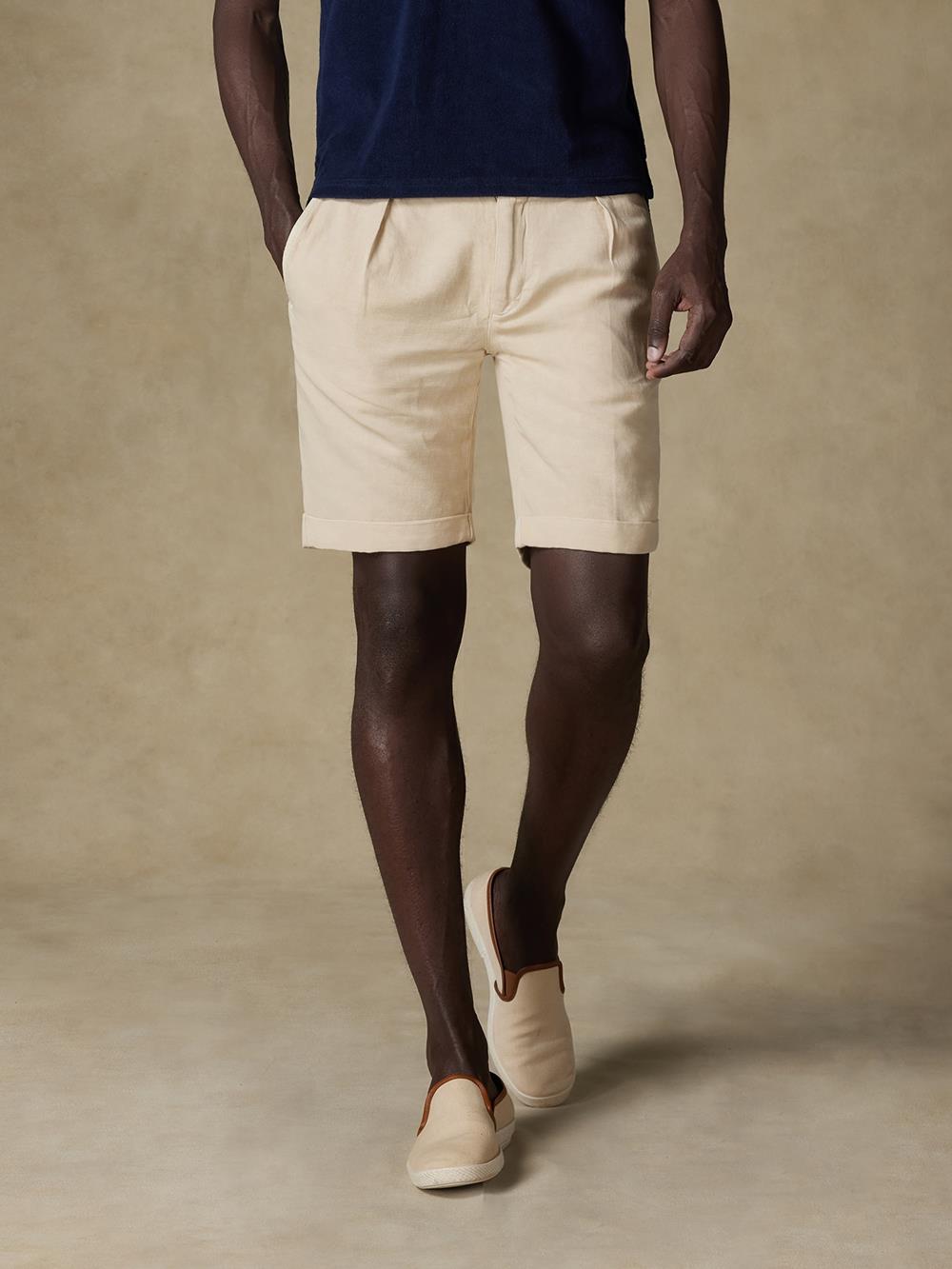 Greg bermuda shorts in sand linen 