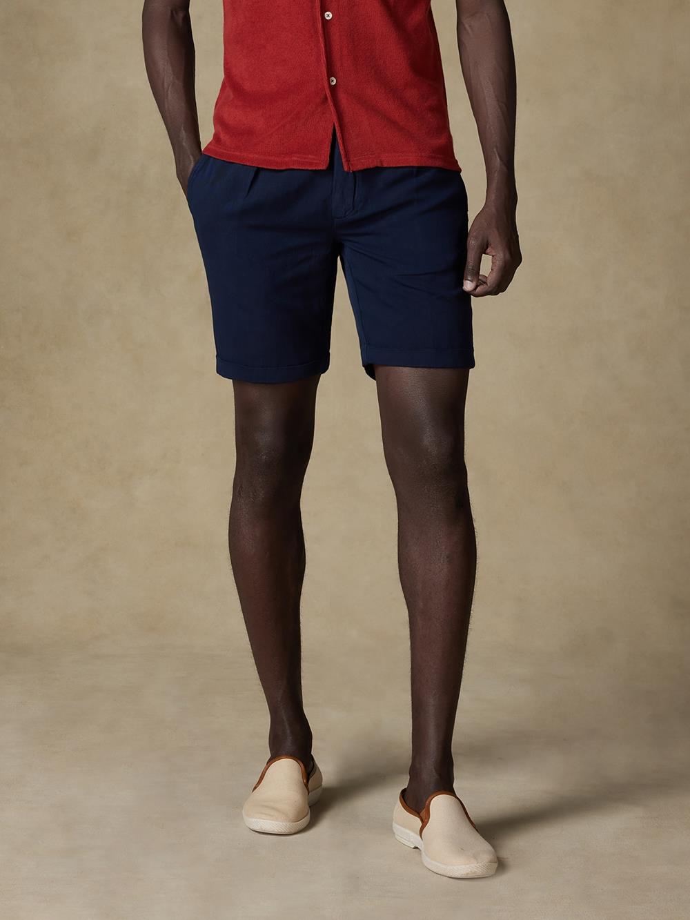 Greg bermuda shorts in navy linen 