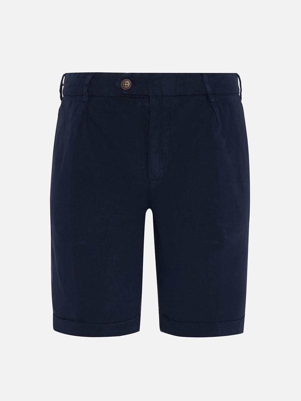 Bermudas Greg en lino azul marino 