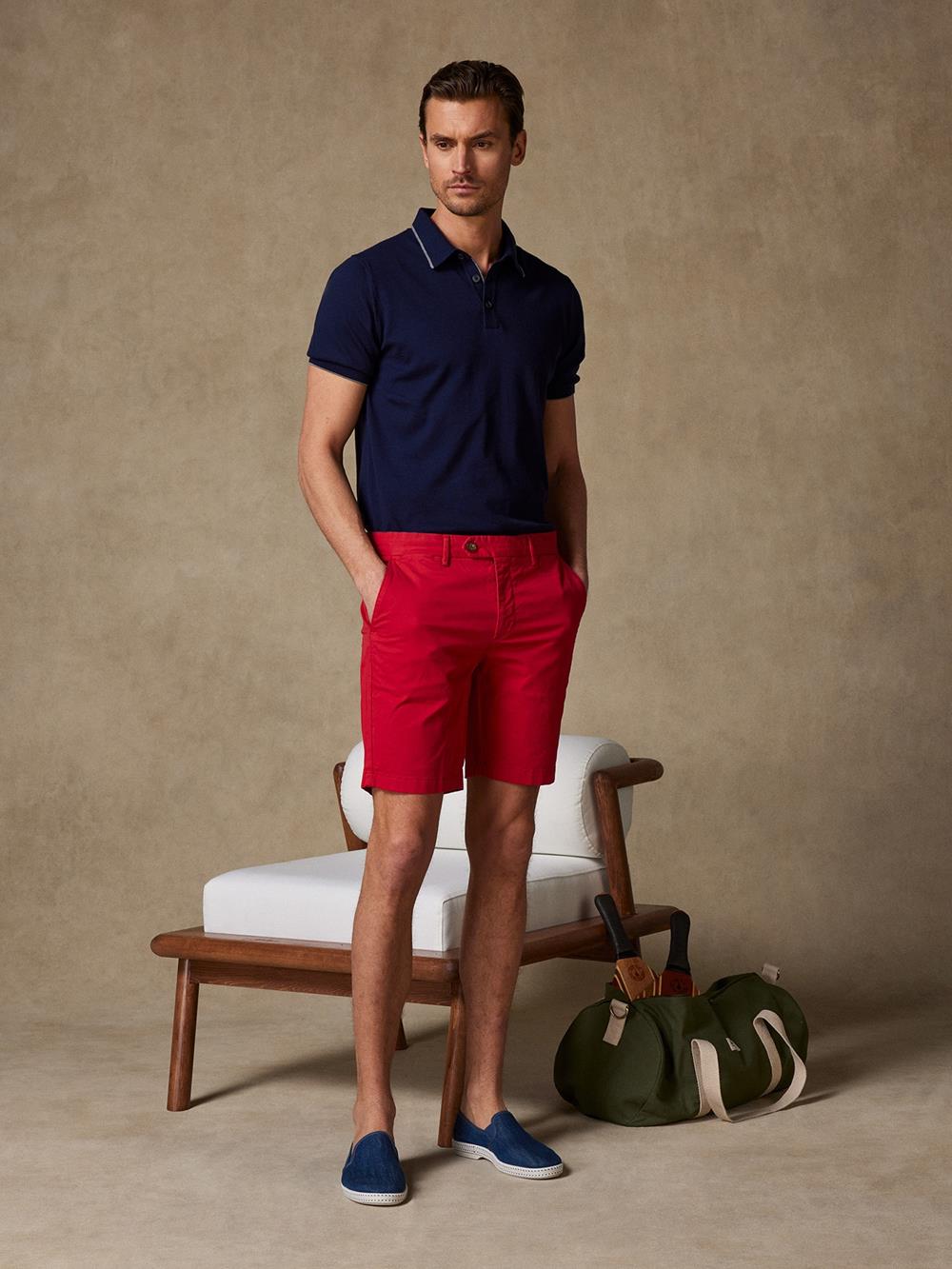 Red cotton bermuda shorts