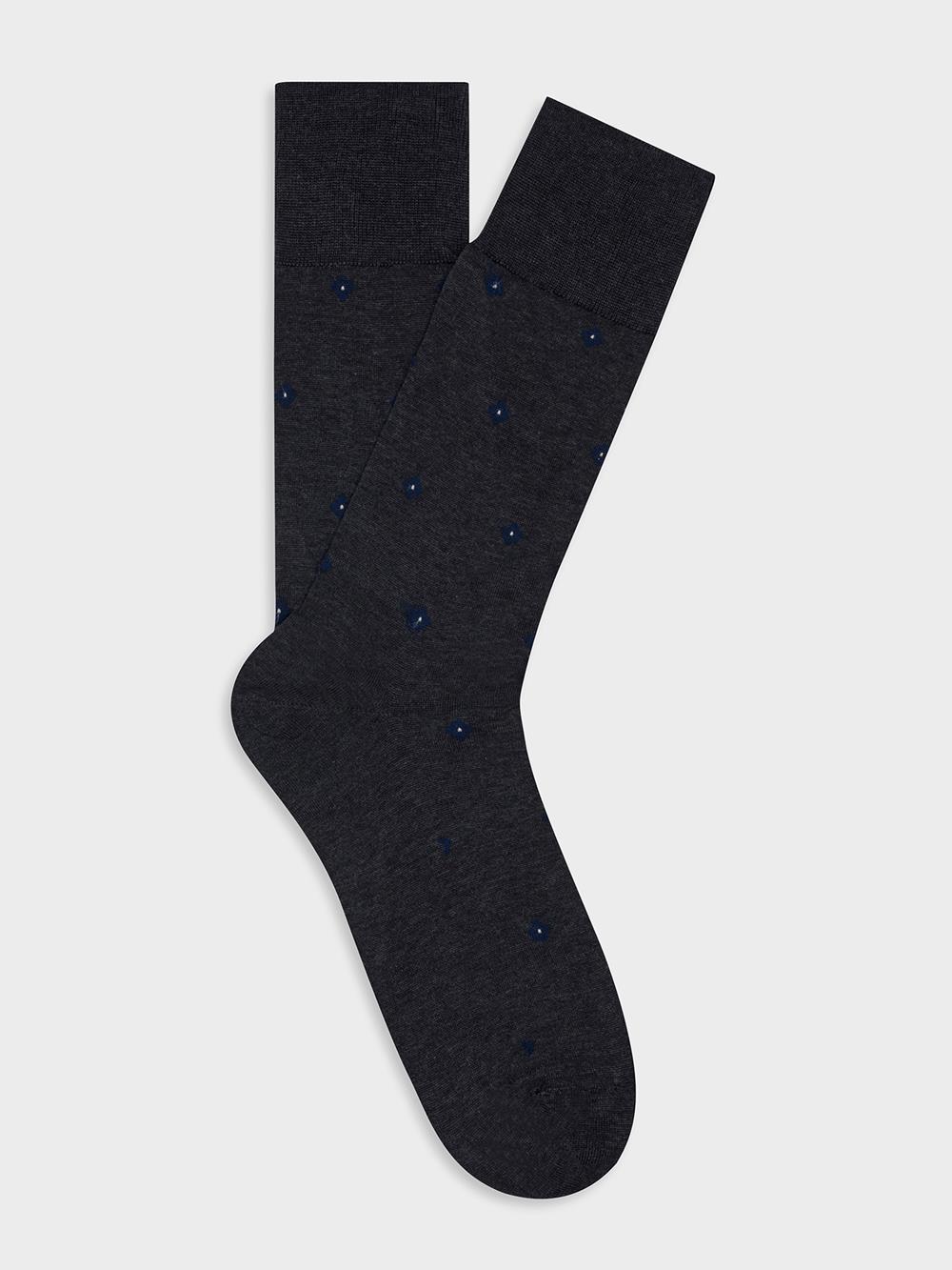 Barney socks anthracite with jacquard pattern