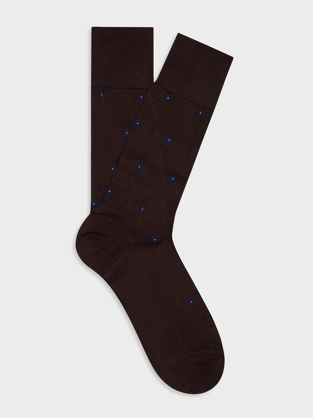 Schokofarbene Socken Barney mit Jacquardmuster