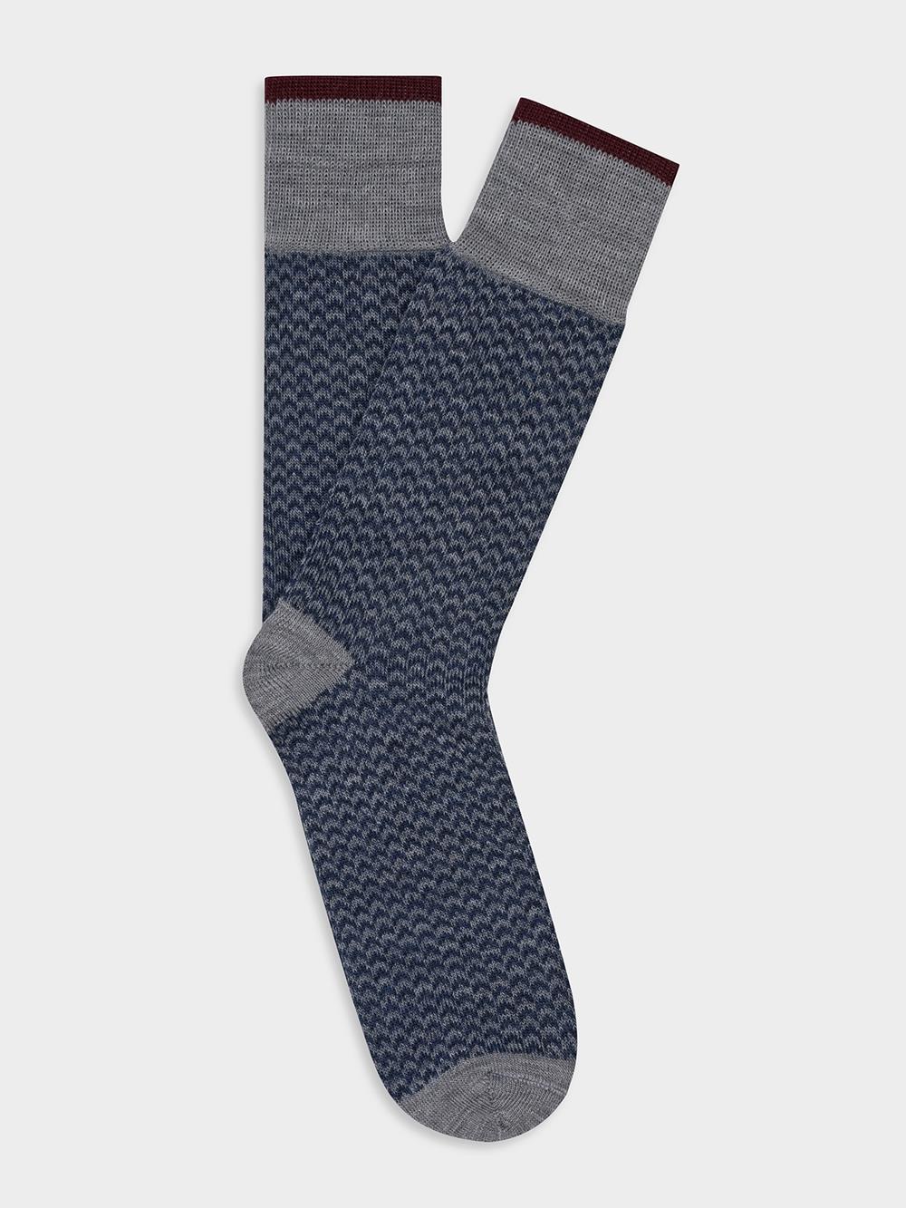 Bauer Socken mit Fischgrätenmuster grau