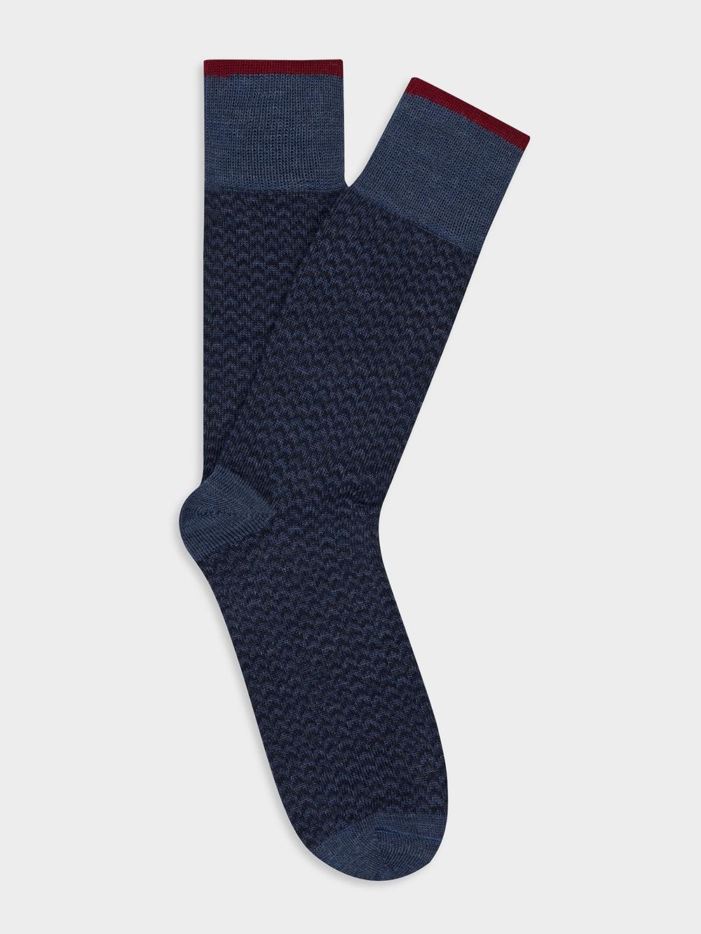 Bauer socks in blue herringbone pattern