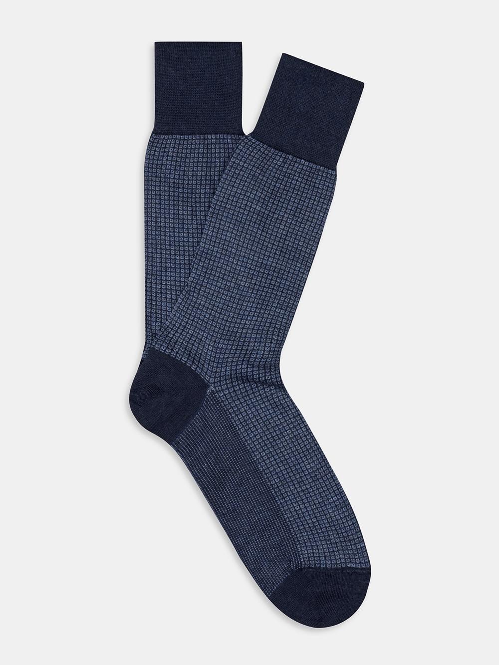 Brad marine sokken met micro patroon