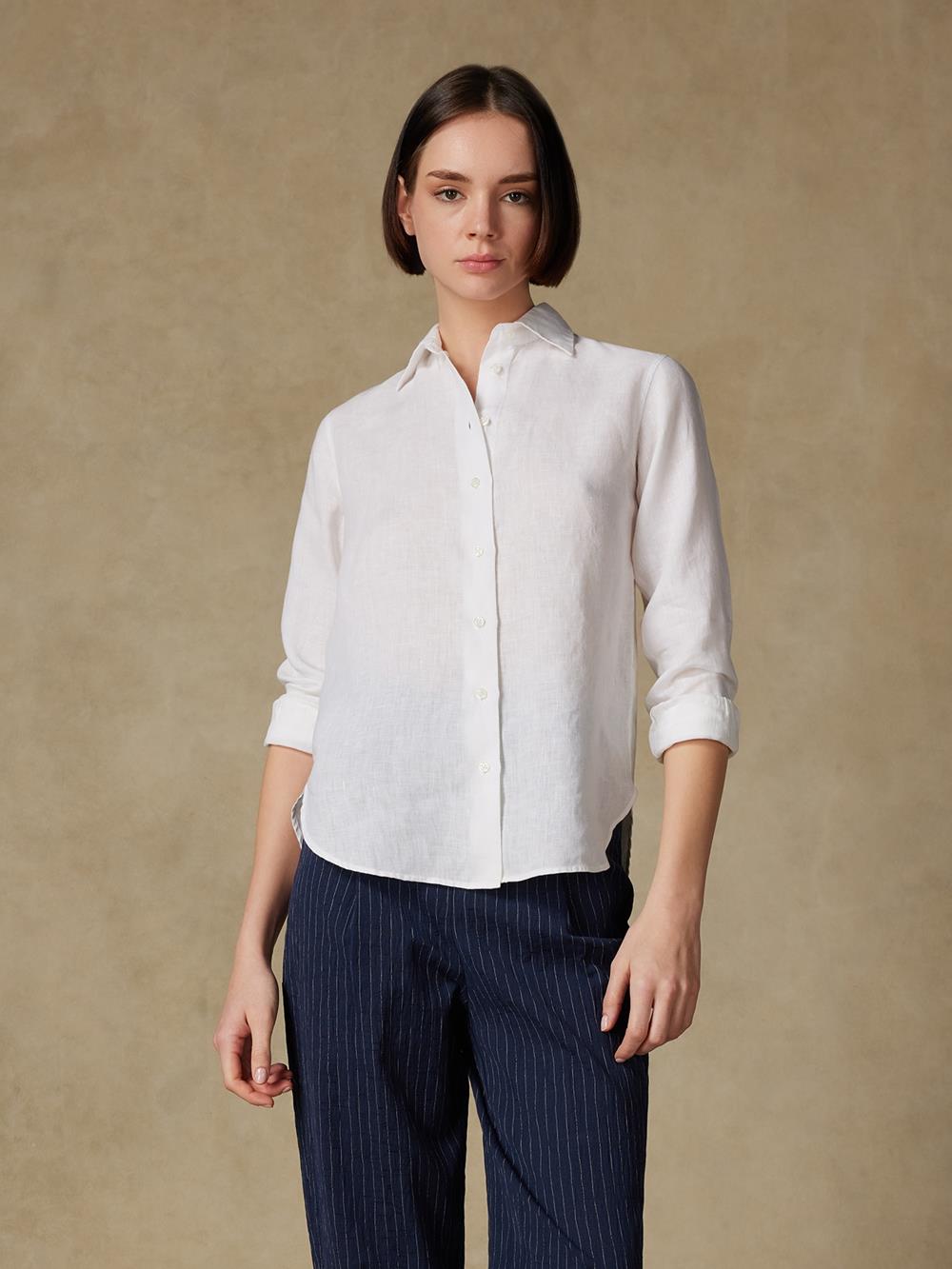 Albane camisa de lino blanco