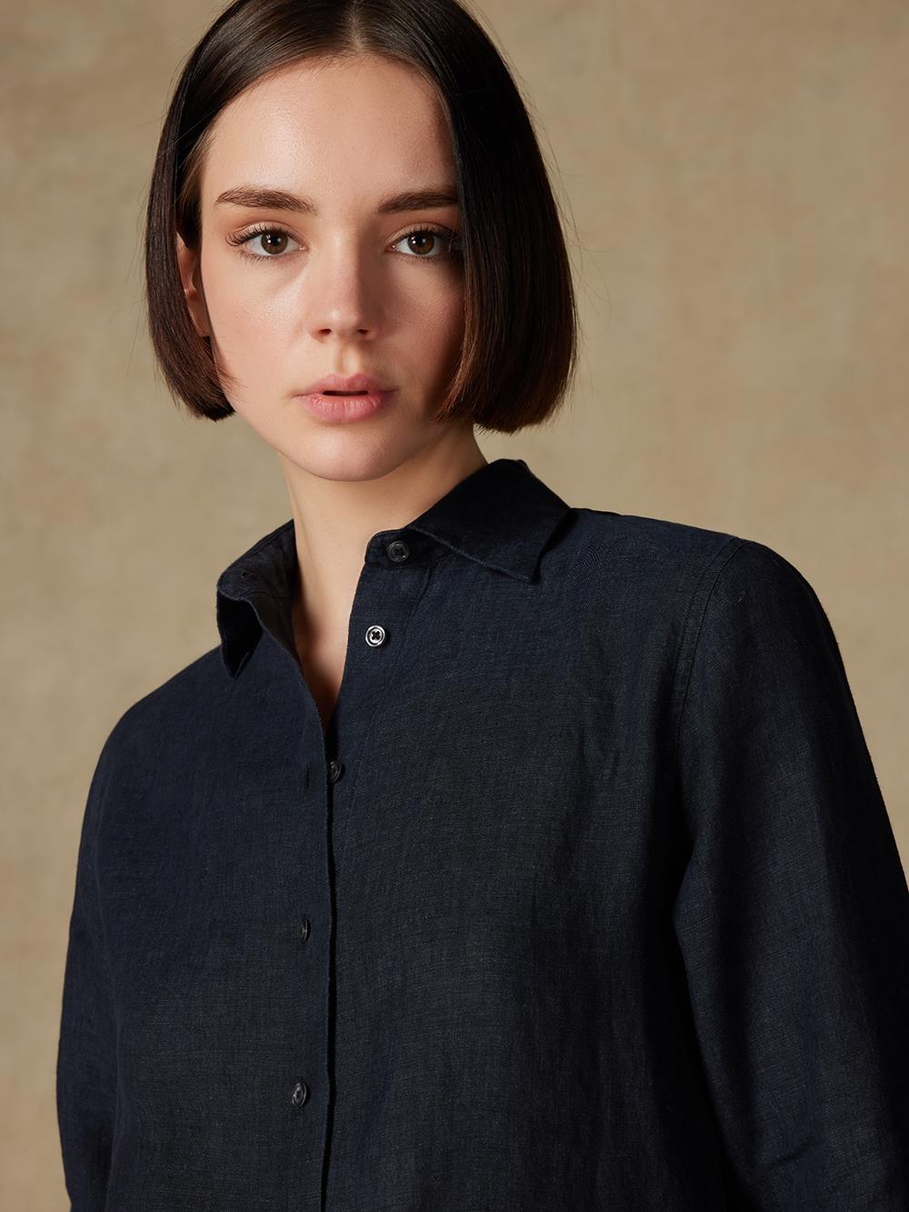 Albane black linen shirt