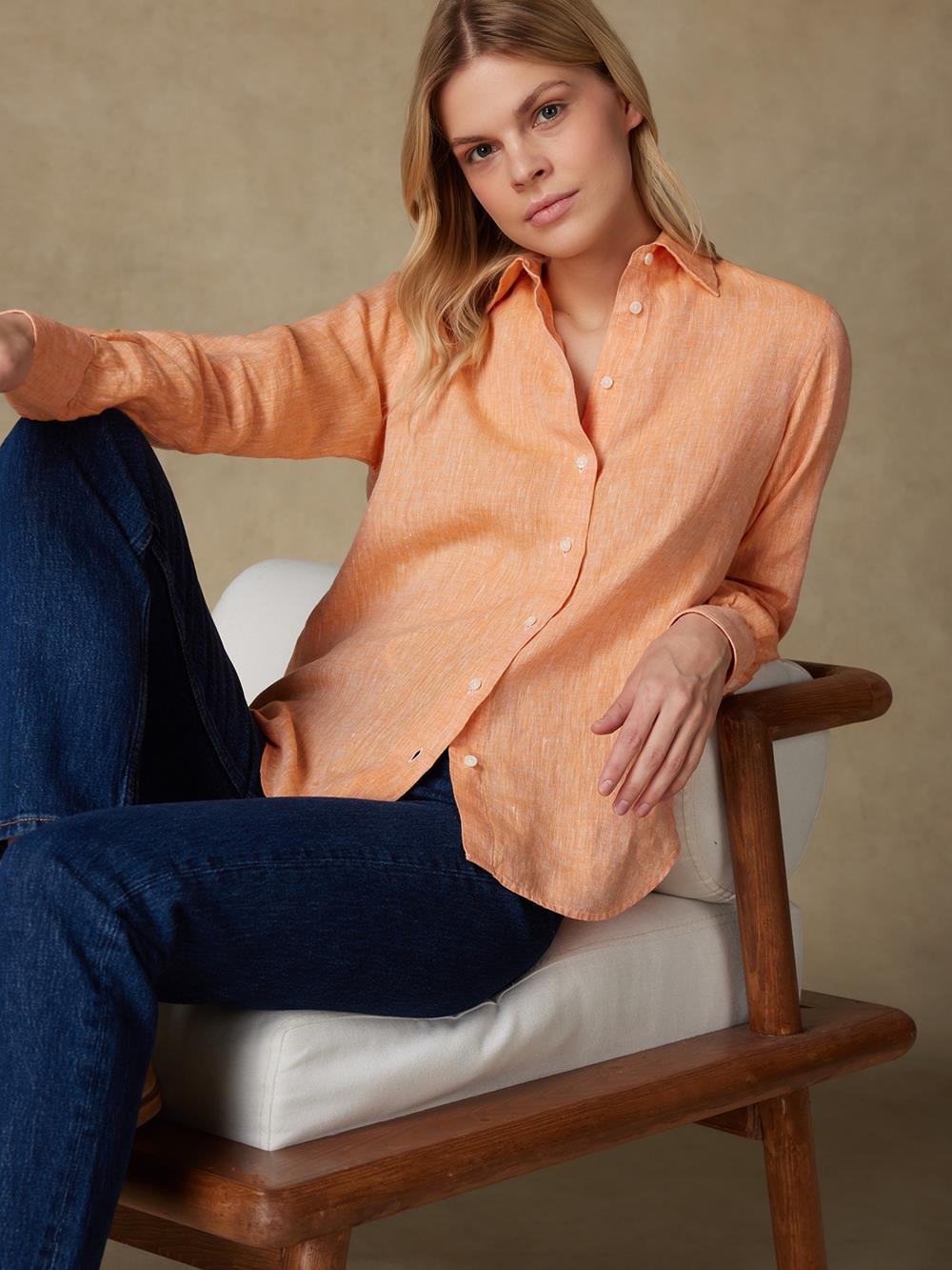 Albane camicia in lino arancione