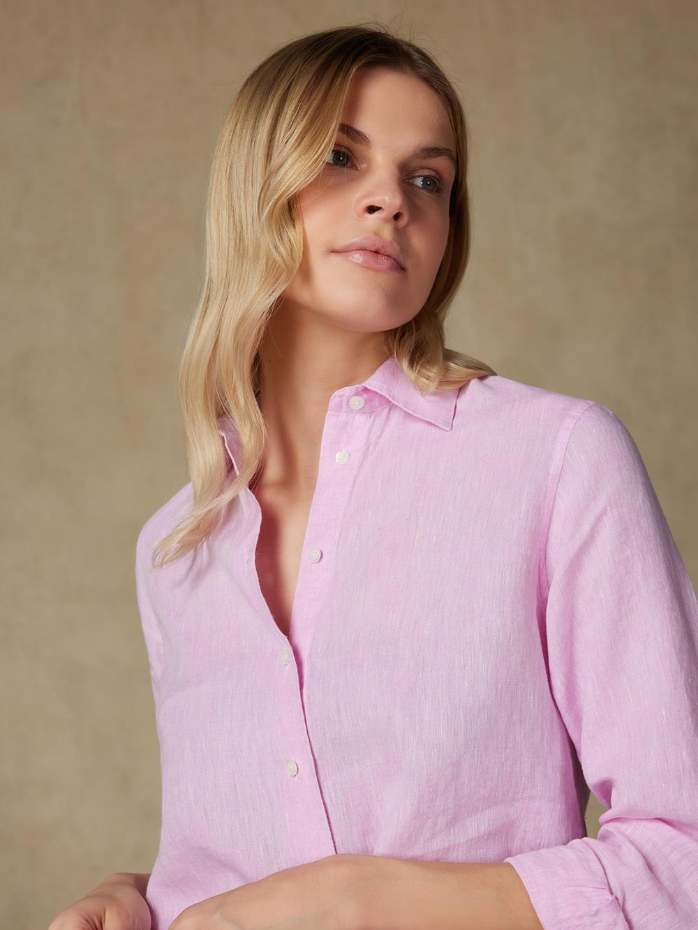 Albane camicia in lino rosa