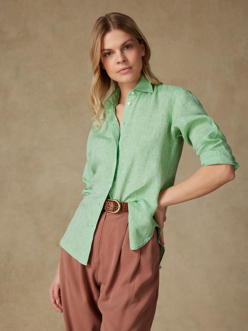 Albane green linen shirt