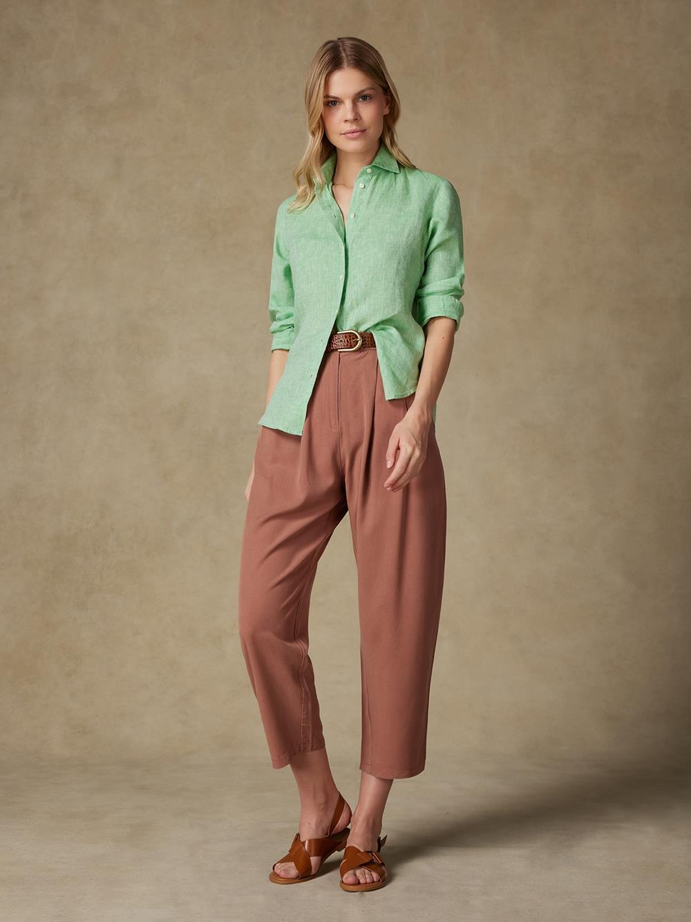 Albane green linen shirt