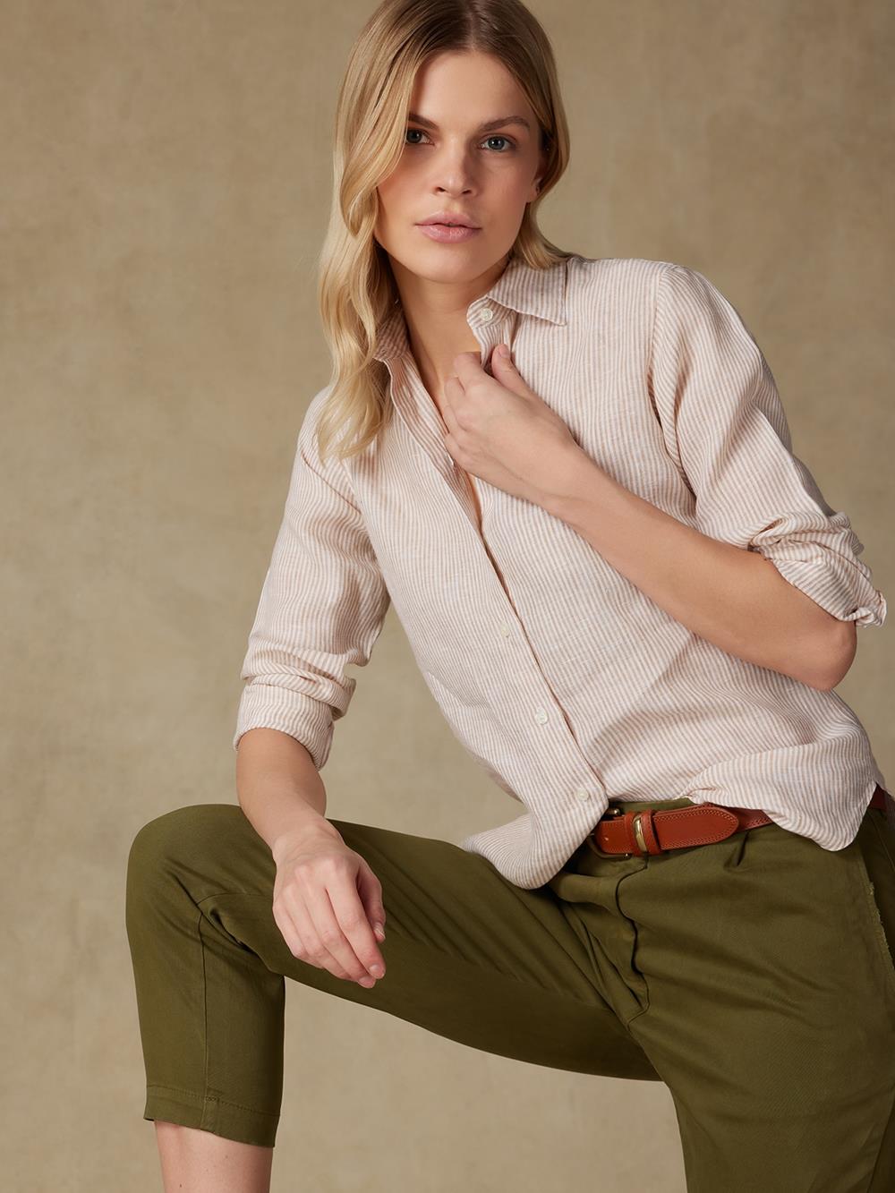 Albane sand stripes linen shirt