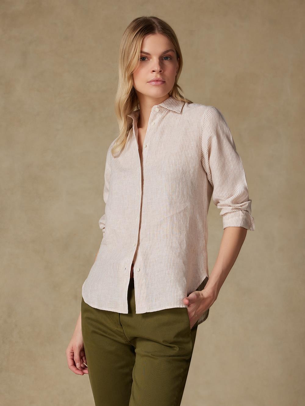 Albane sand stripes linen shirt