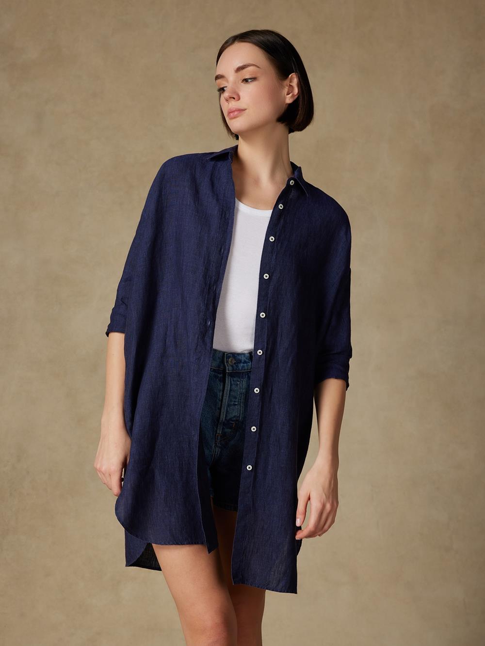 Coby linen shirt navy 