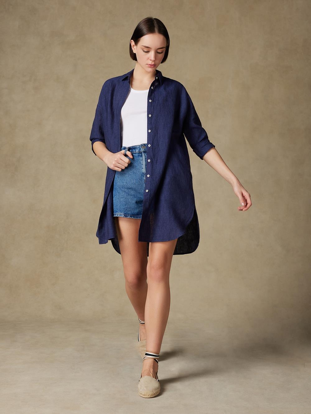 Coby linen shirt navy 