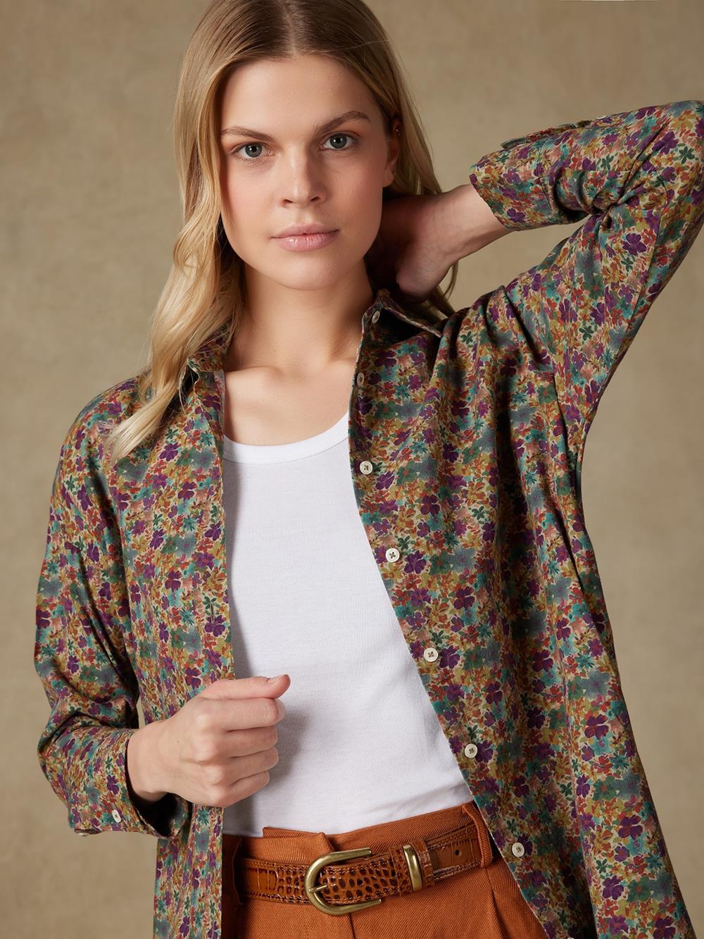 Camisa Coby en lino floral 