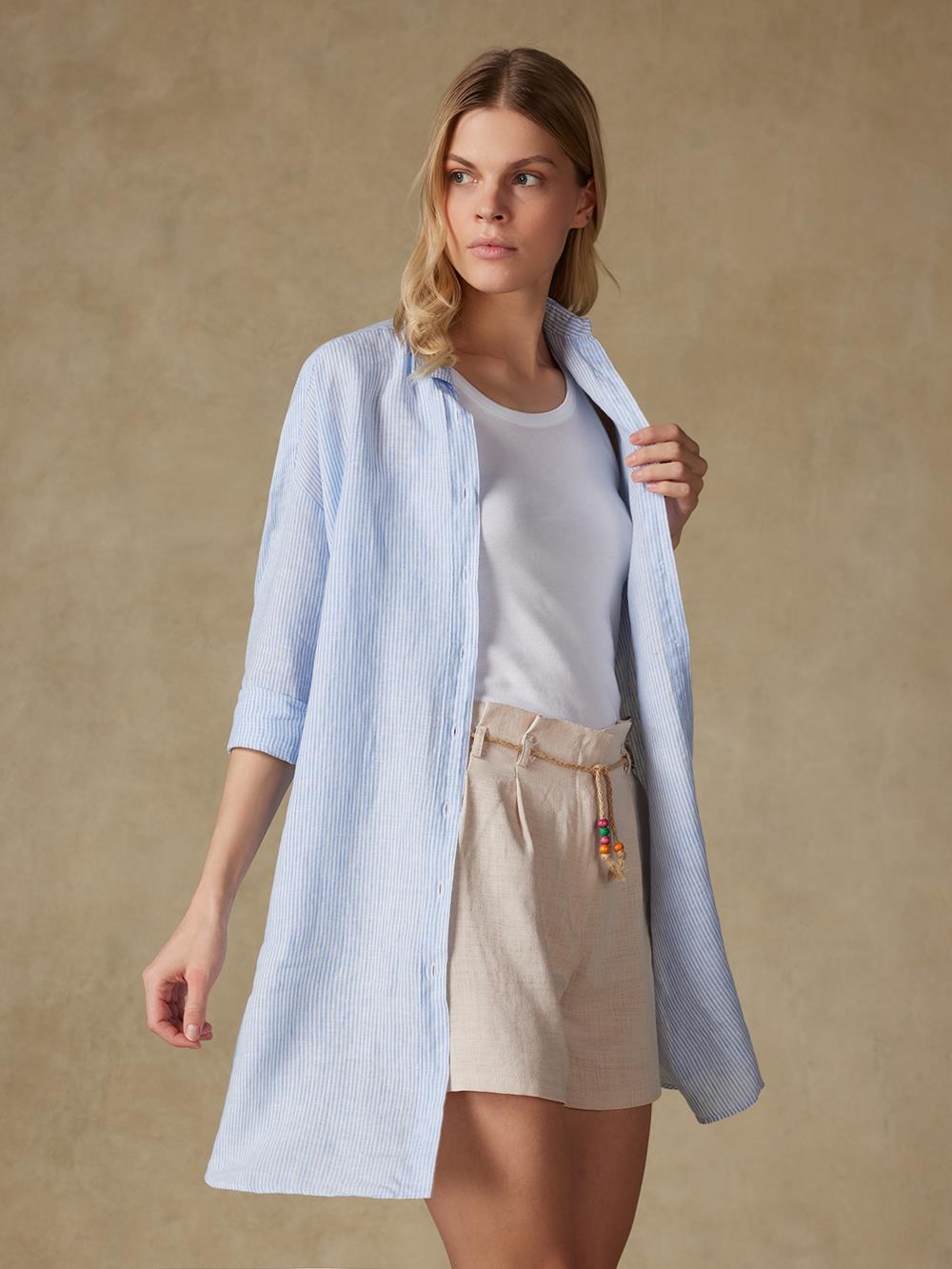 Coby linen shirt with striped linen 