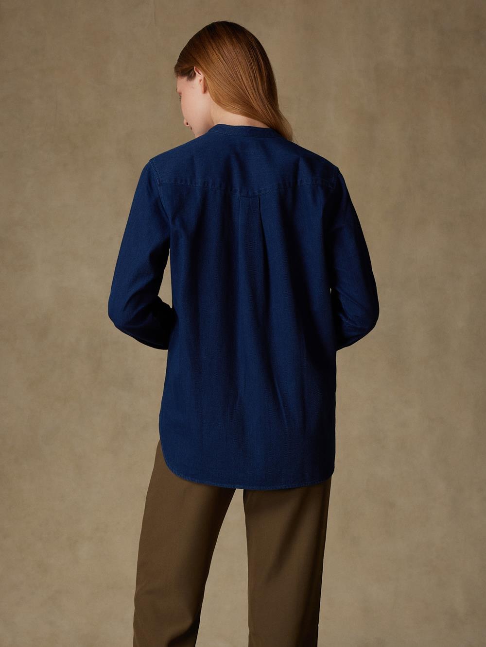 Hélène camicia in twill indaco