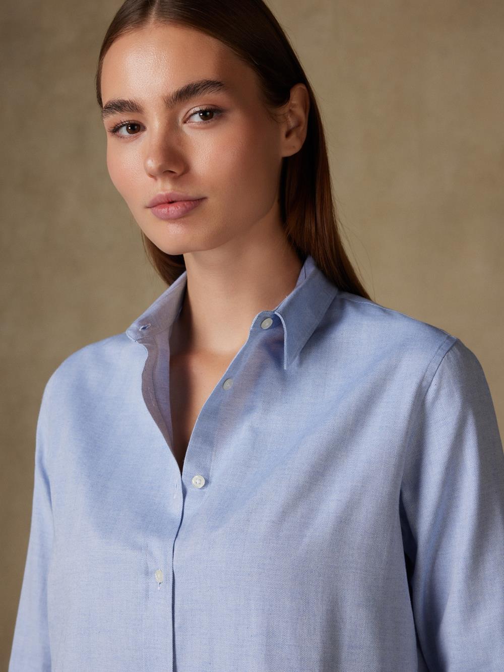 Justine Hemd aus Flanell himmelblau