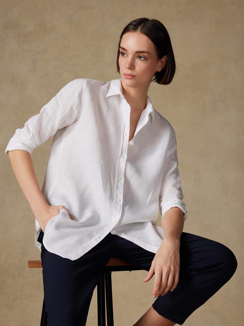 Justine linen shirt white