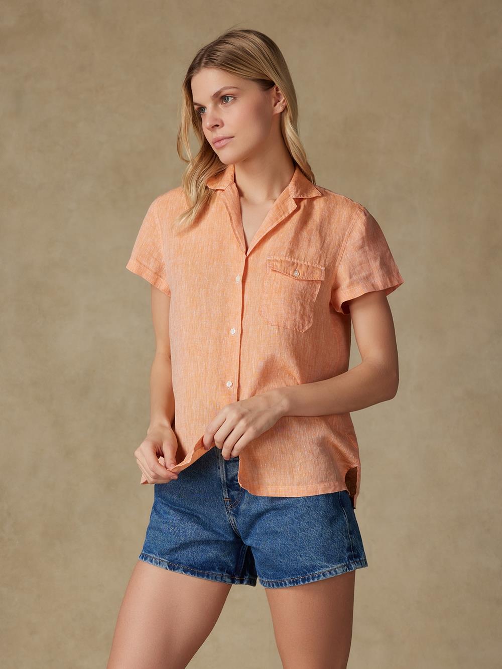 Salina linen shirt orange 