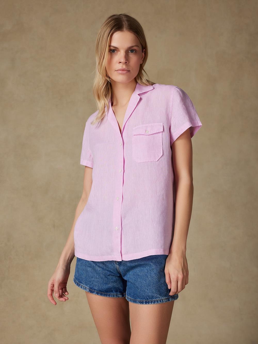 Salina linen shirt pink 