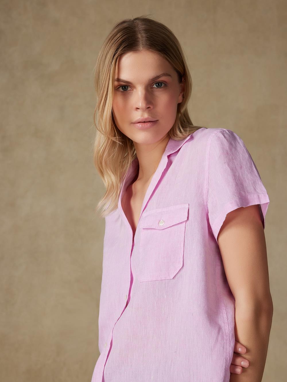 Salina linnen shirt roze 