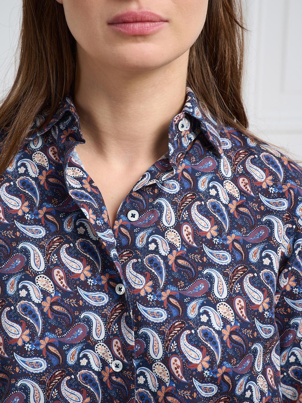 Albane navy blue shirt with paisley pattern