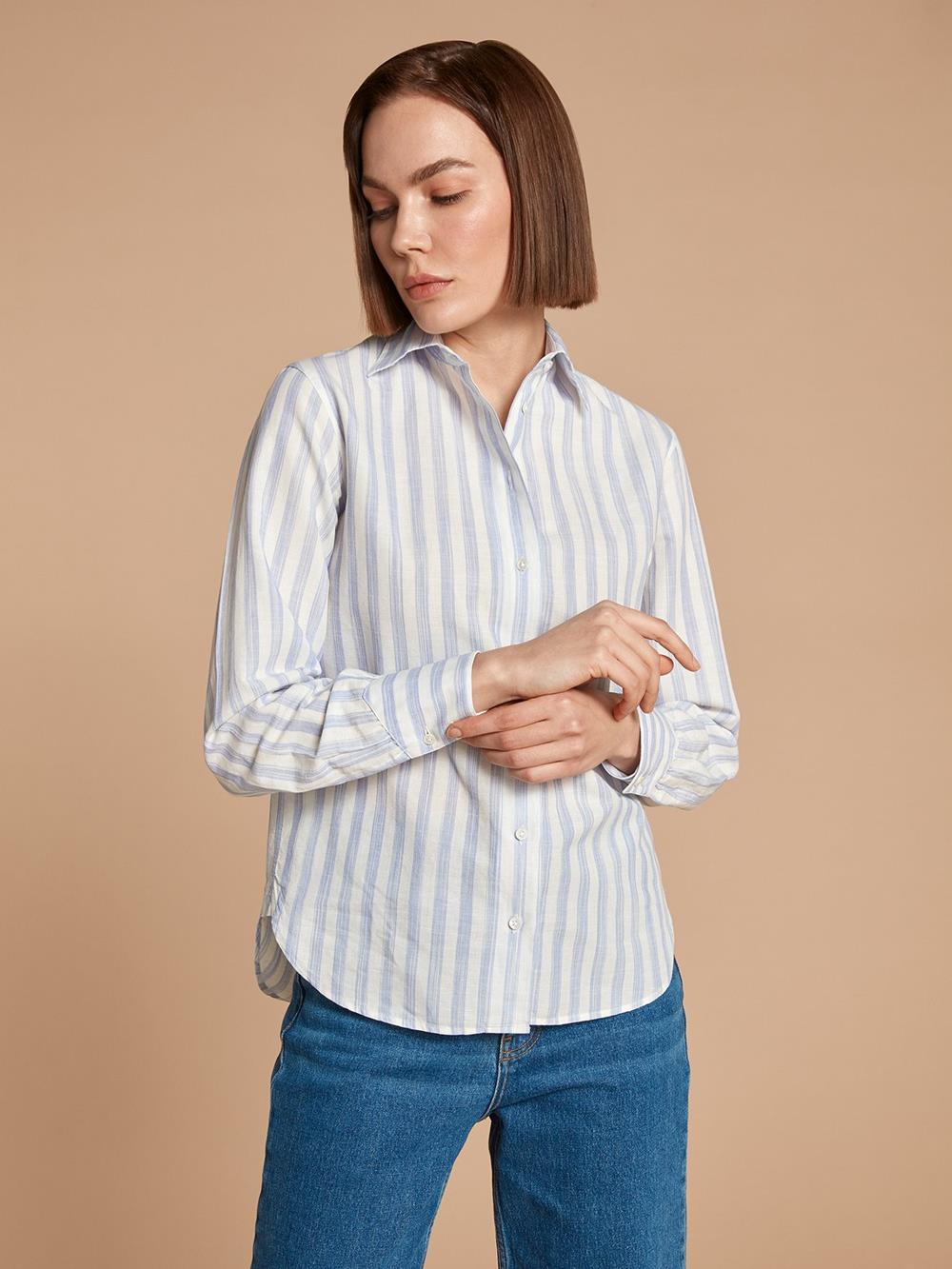 Albane blue stripes linen shirt