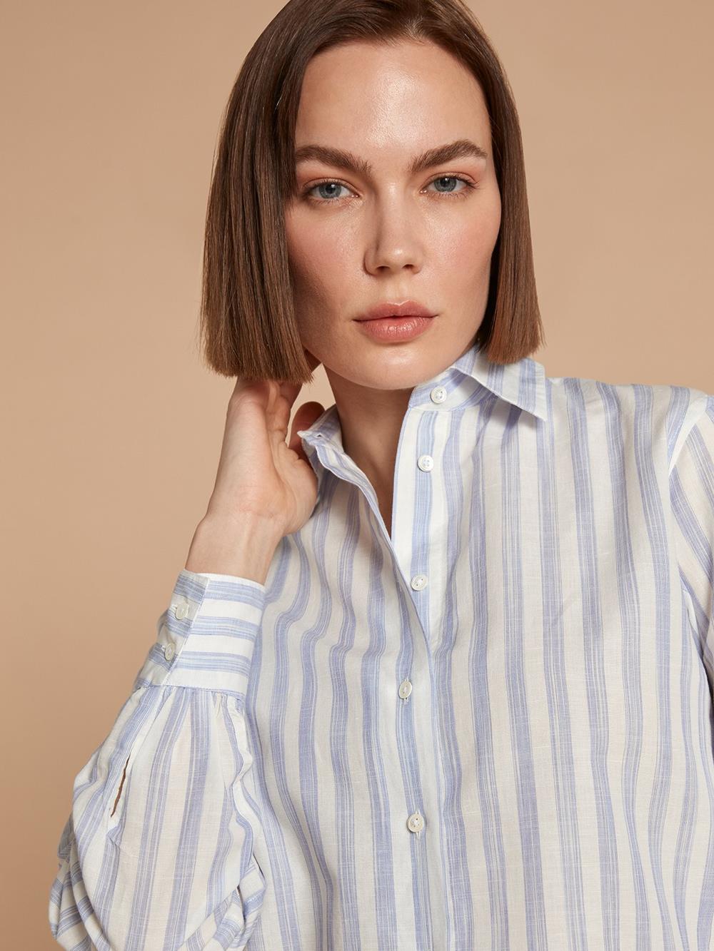 Albane blue stripes linen shirt