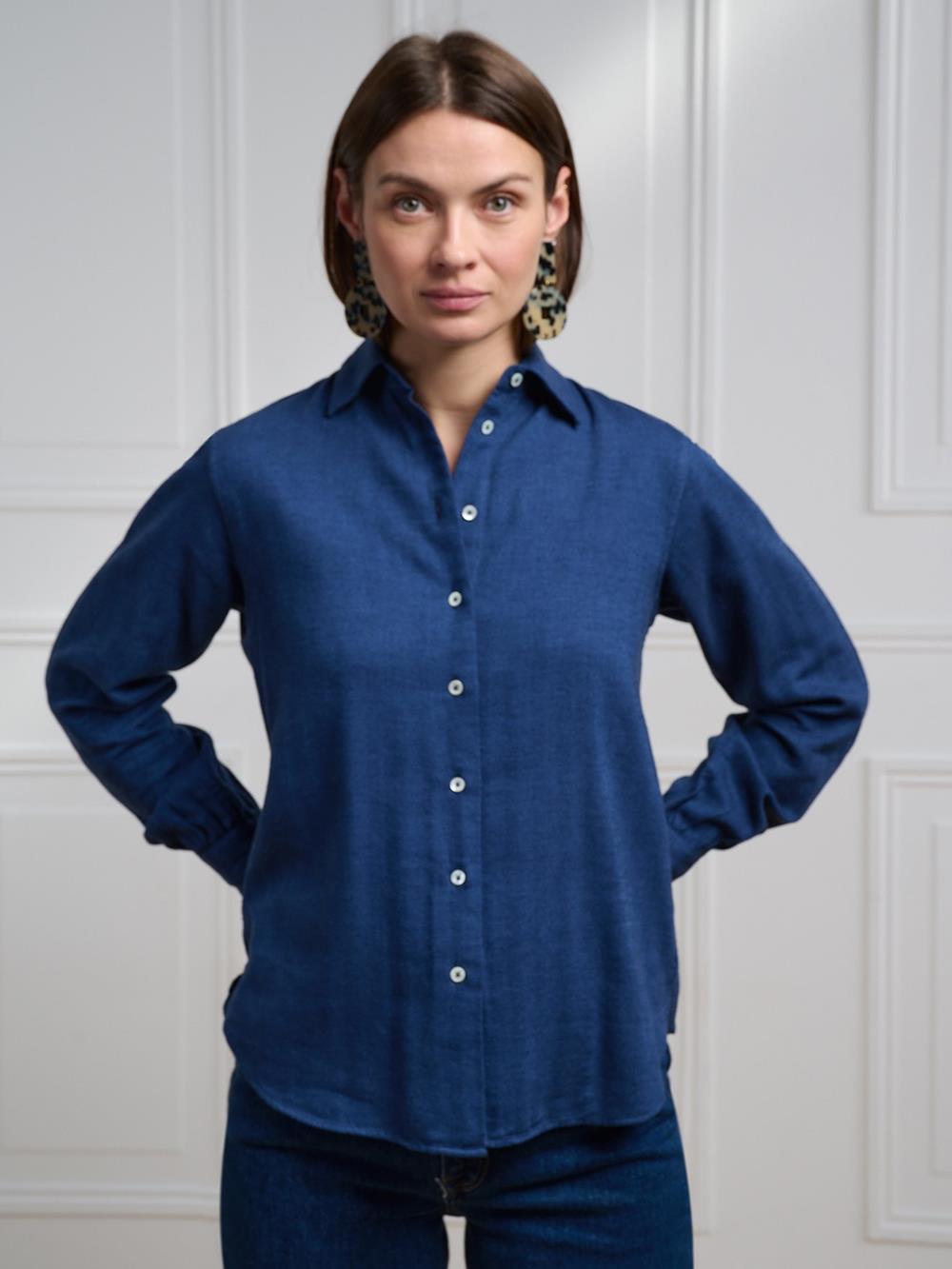 Albane navy blue flannel shirt