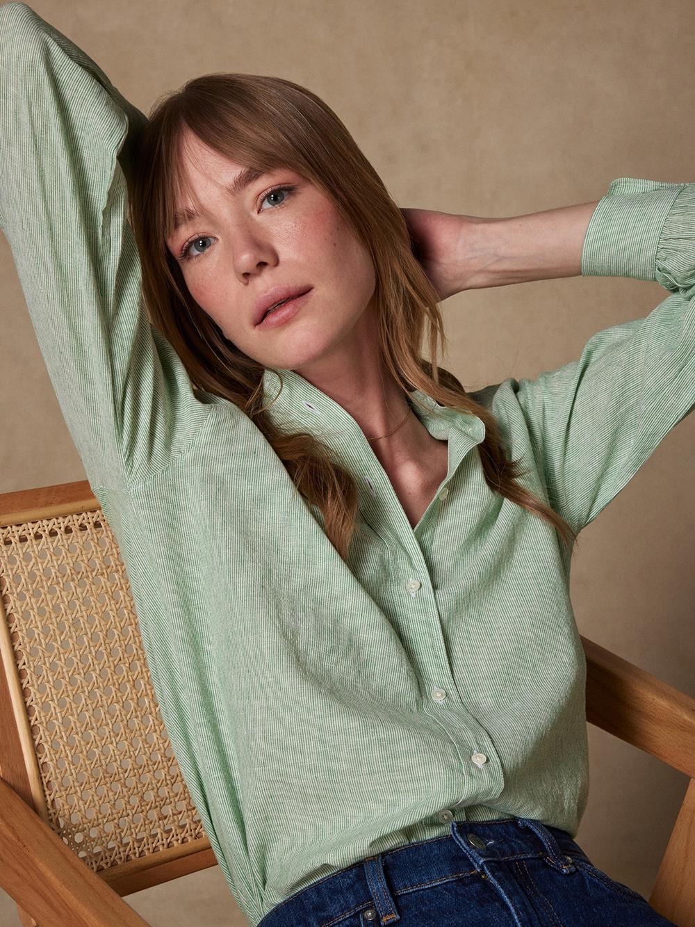 Hélène groen gestreept overhemd 