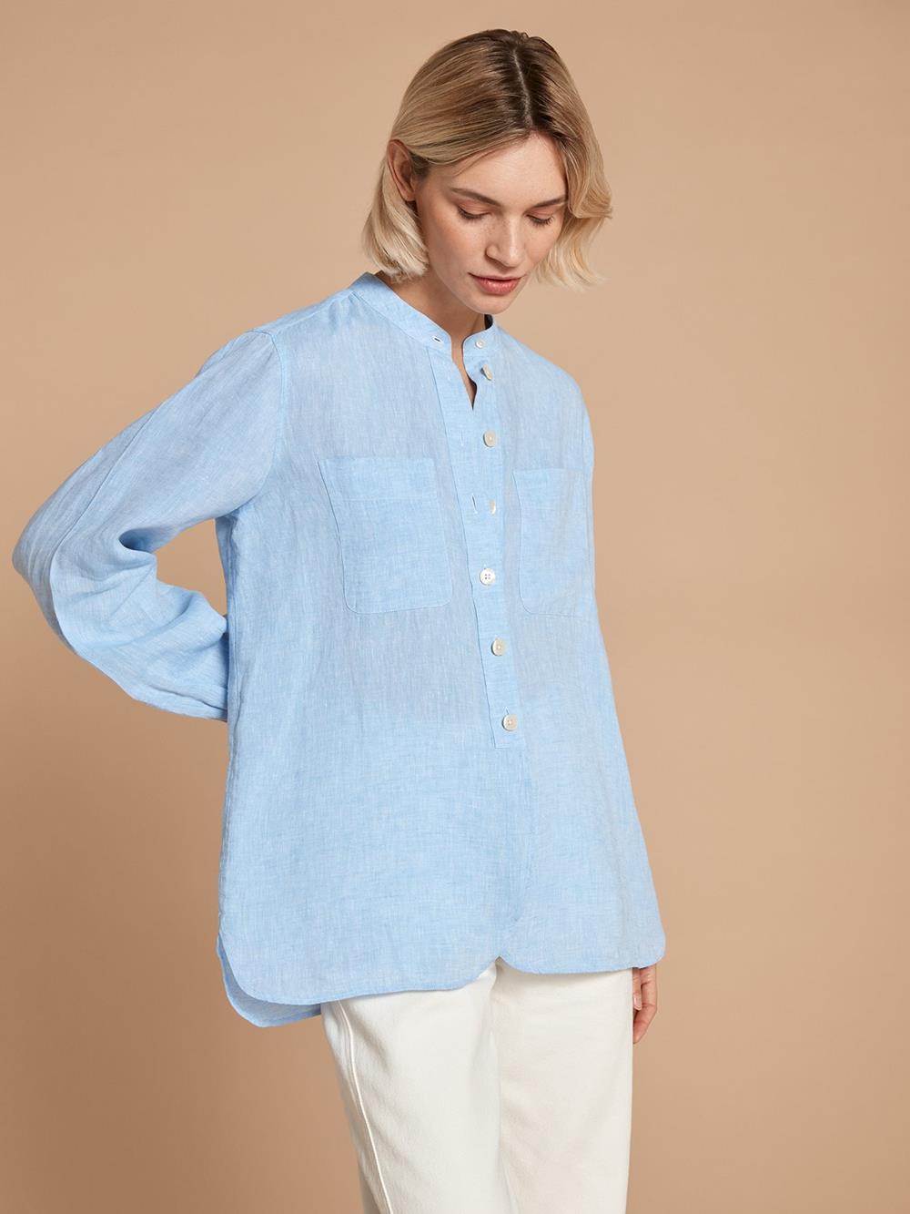 Janice linen azure shirt