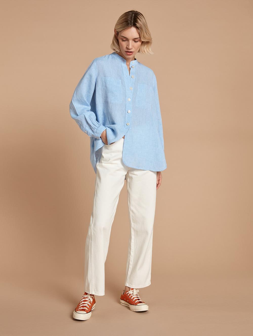 Janice linen azure shirt