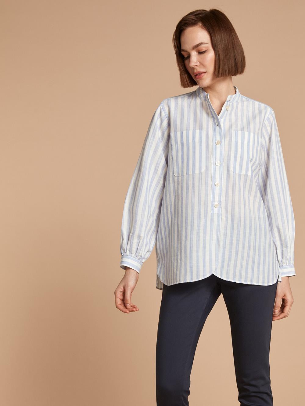 Janice blue stripes linen shirt