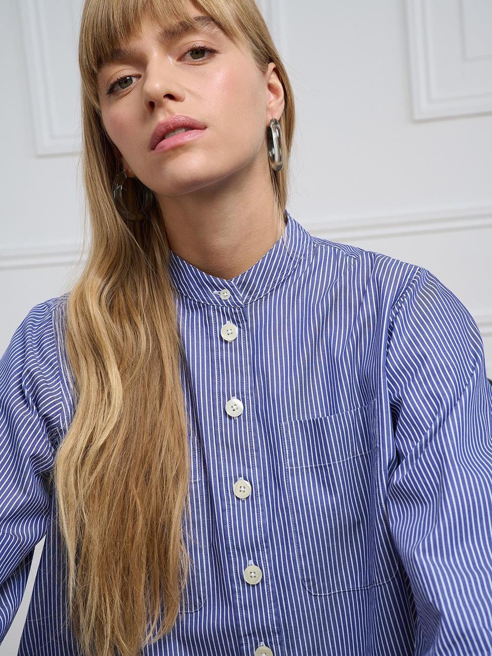 Janice marineblauw gestreept shirt