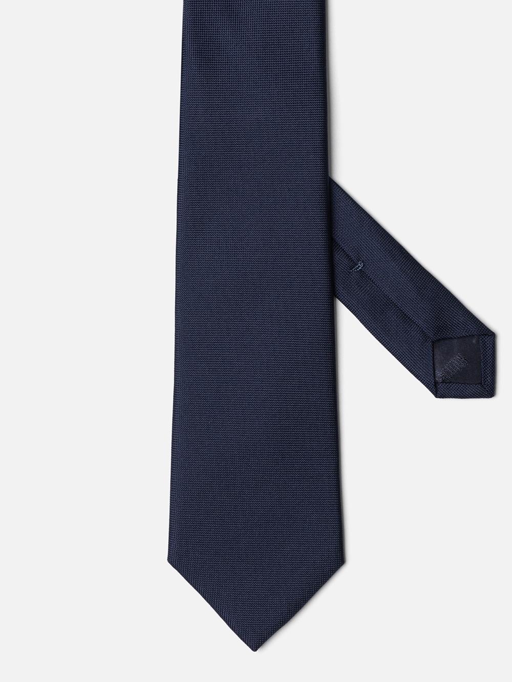 Cravatta in microtreccia di seta navy