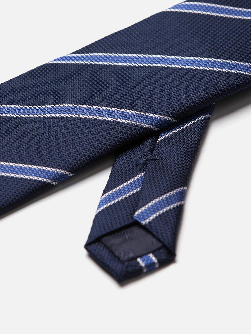 Zijden stropdas met blauwe strepen