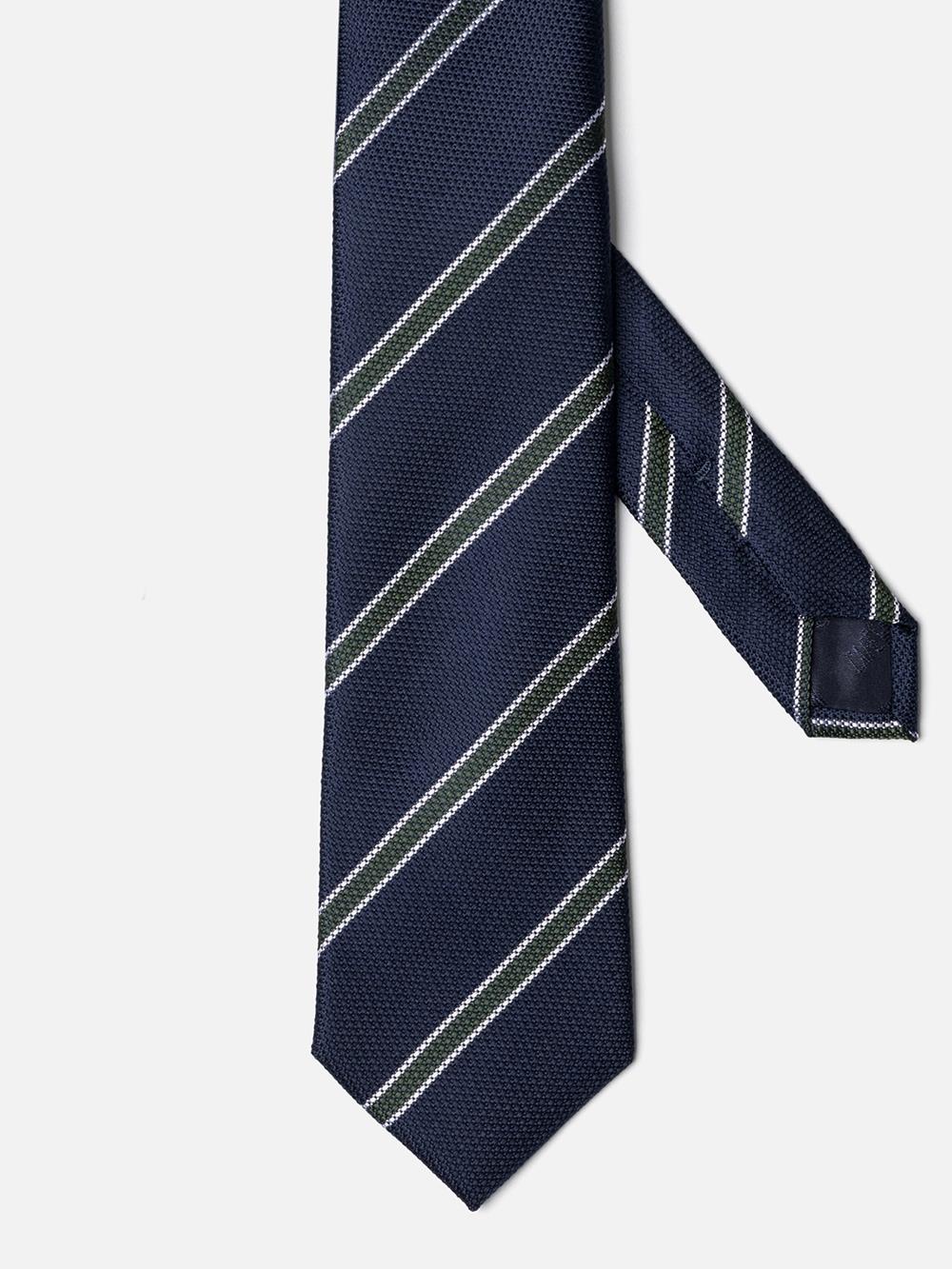 Khaki zijden stropdas met strepen